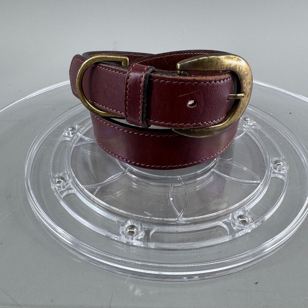 Ribco USA Womens Belt Genuine Italian Leather Brass Buckle Burgundy Size S